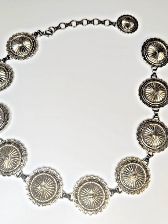 Fossil Accessories - Vintage 1996 Fossil Concho Belt Style 49030 Heavy 11oz Metal Western Design
